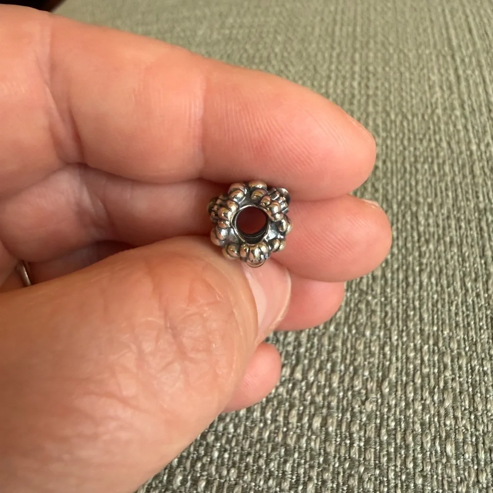 Pandora Sterling Silver Floral Charm with Center Gem - 925 Sterling Silver - Picture 5 of 7